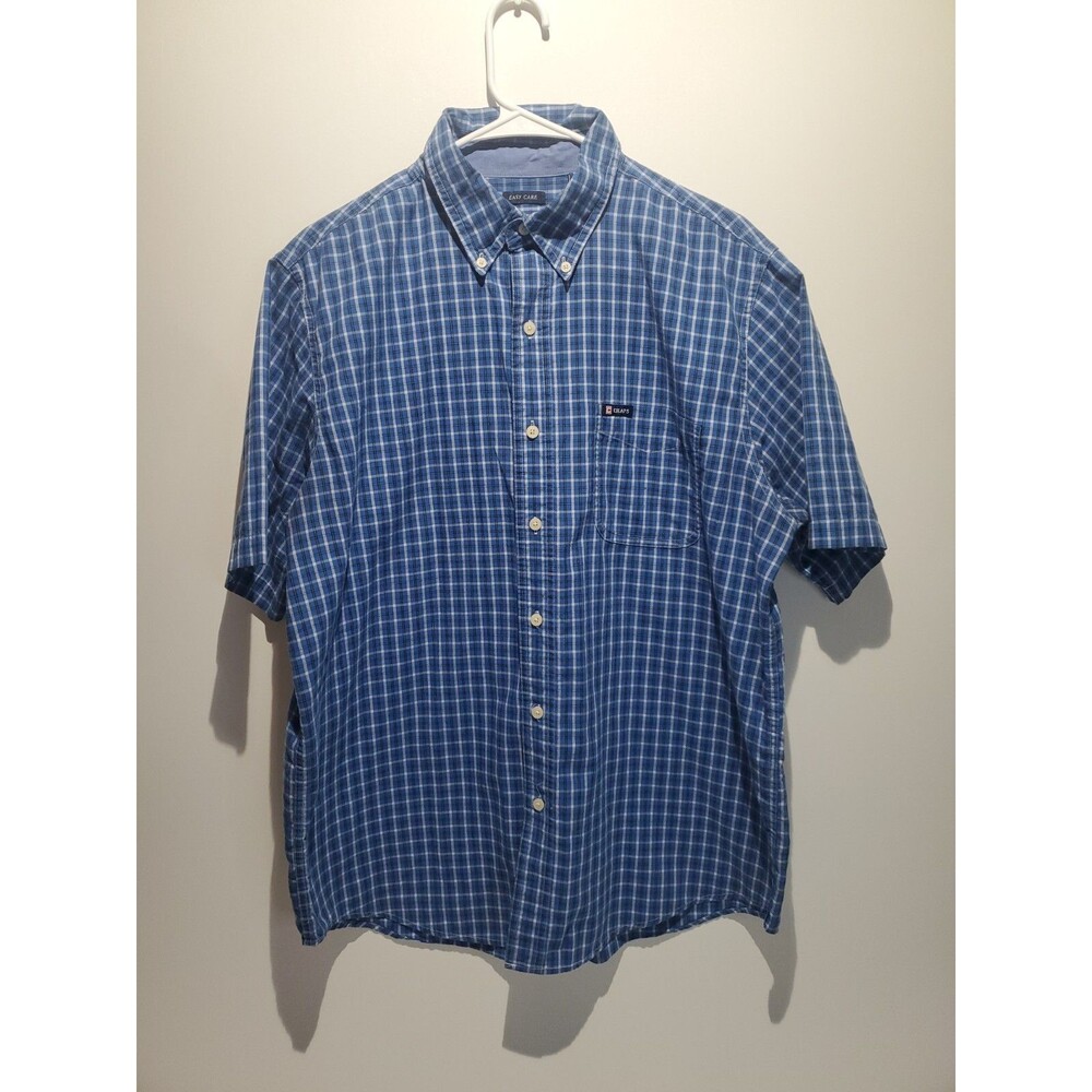 Chaps By Ralph Lauren Men's Short Sleeve Button Up Dress Shirt, Large, Blue - Picture 8 of 9